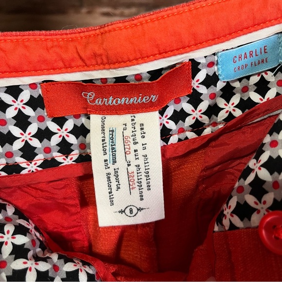 Cartonnier Anthropologie Charlie Crop Flare Pants Hot Orange‎ Casual Mid Rise - Picture 2 of 9